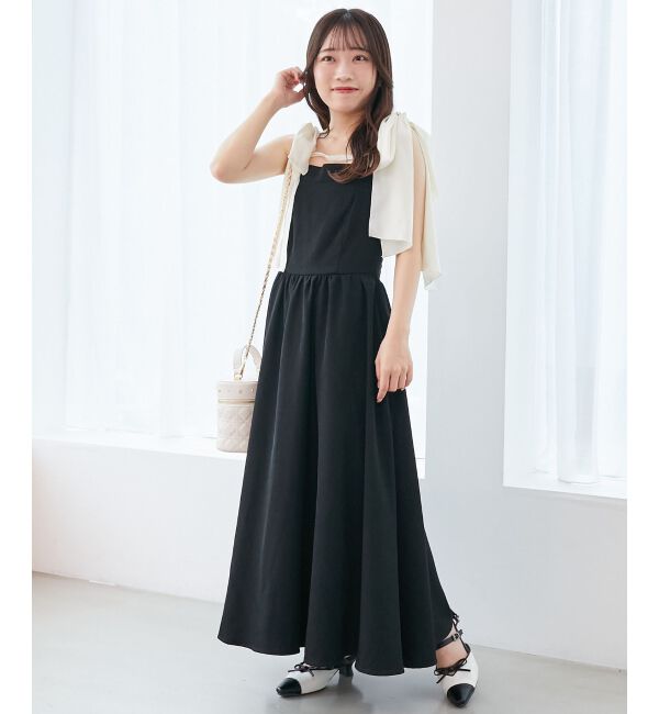  「◎配色肩リボンワンピース」|ワンピース|