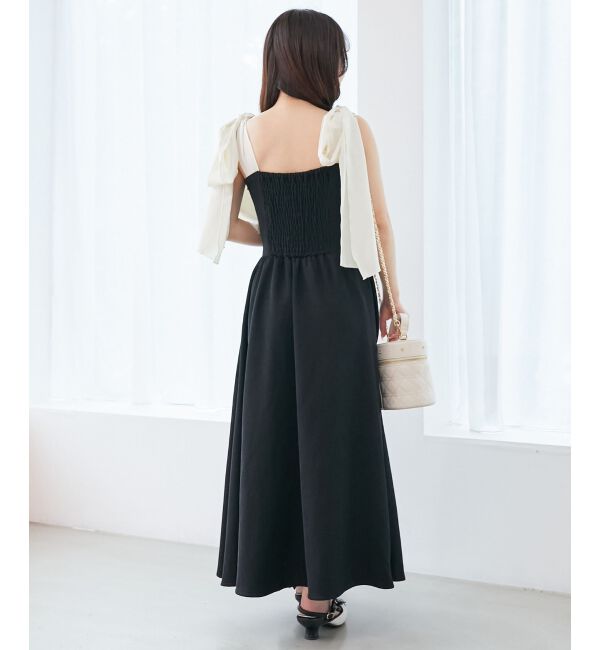  「◎配色肩リボンワンピース」|ワンピース|