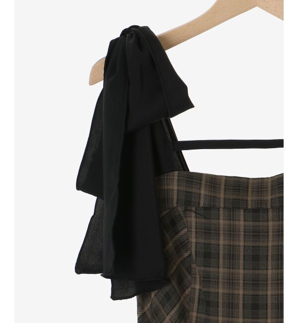  「◎配色肩リボンワンピース」|ワンピース|