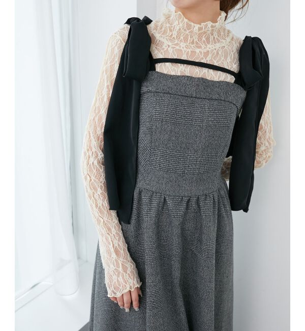  「◎配色肩リボンワンピース」|ワンピース|