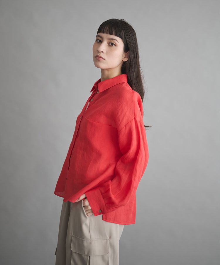 GARAGE OF GOOD CLOTHING「リネン切り替えポケットショート丈シャツ」|シャツ・ブラウス|