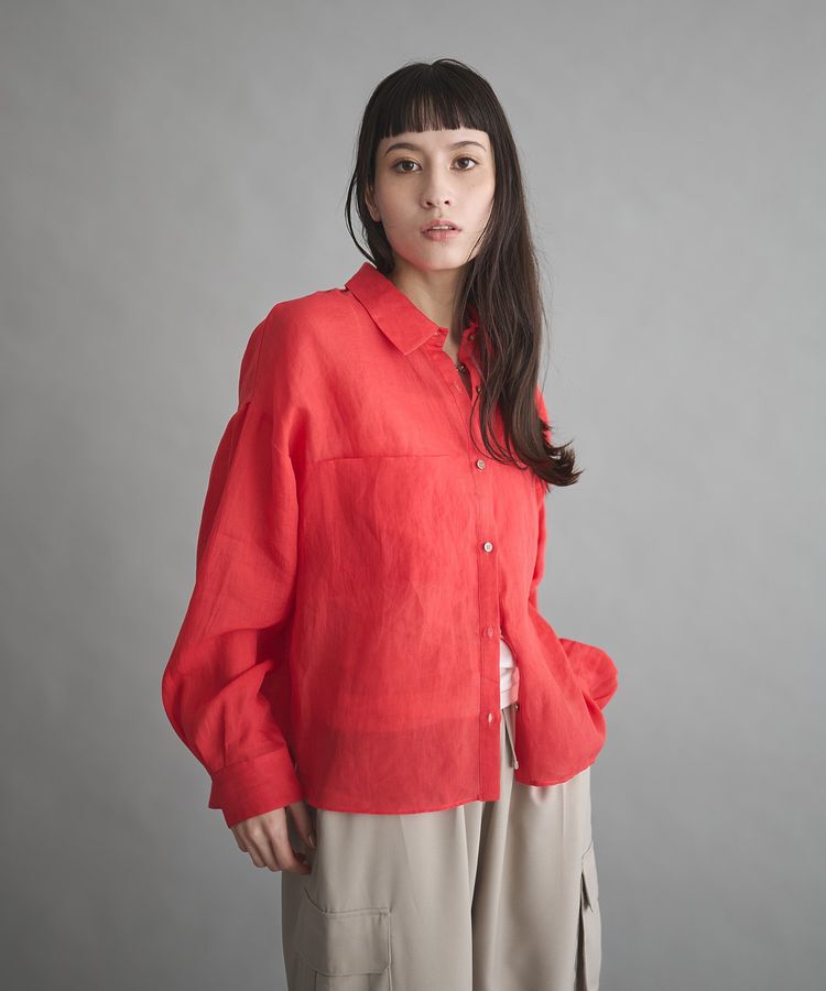 GARAGE OF GOOD CLOTHING「リネン切り替えポケットショート丈シャツ」|シャツ・ブラウス|