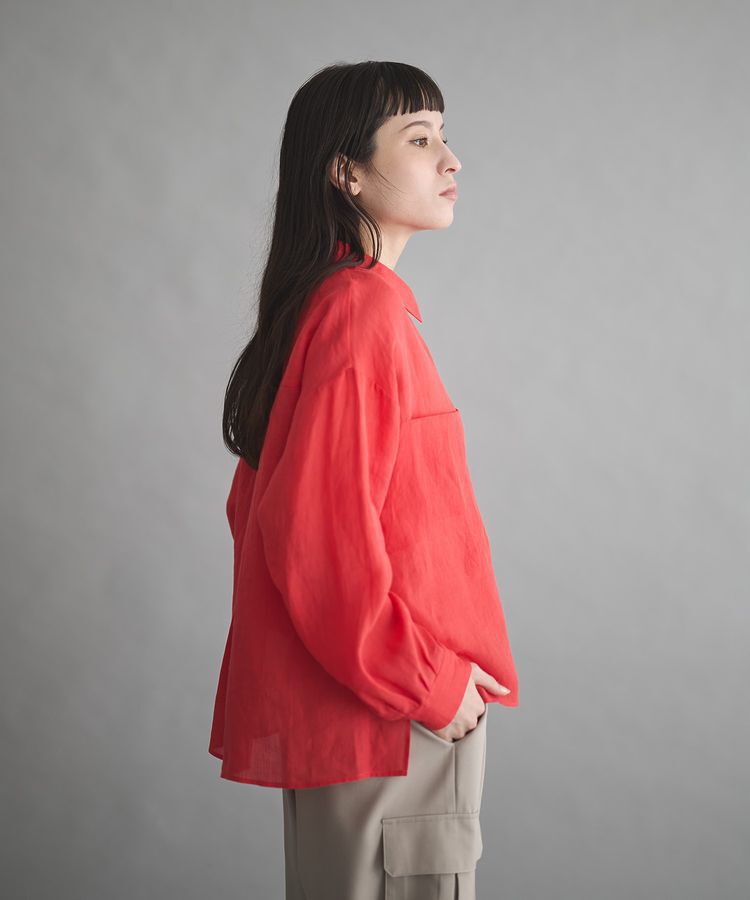 GARAGE OF GOOD CLOTHING「リネン切り替えポケットショート丈シャツ」|シャツ・ブラウス|
