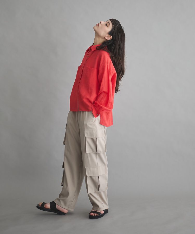 GARAGE OF GOOD CLOTHING「リネン切り替えポケットショート丈シャツ」|シャツ・ブラウス|