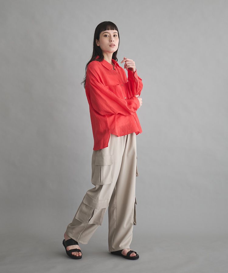 GARAGE OF GOOD CLOTHING「リネン切り替えポケットショート丈シャツ」|シャツ・ブラウス|