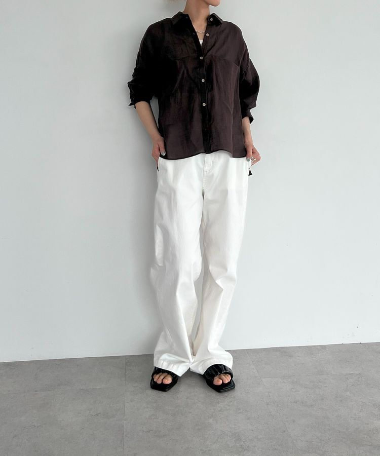 GARAGE OF GOOD CLOTHING「リネン切り替えポケットショート丈シャツ」|シャツ・ブラウス|
