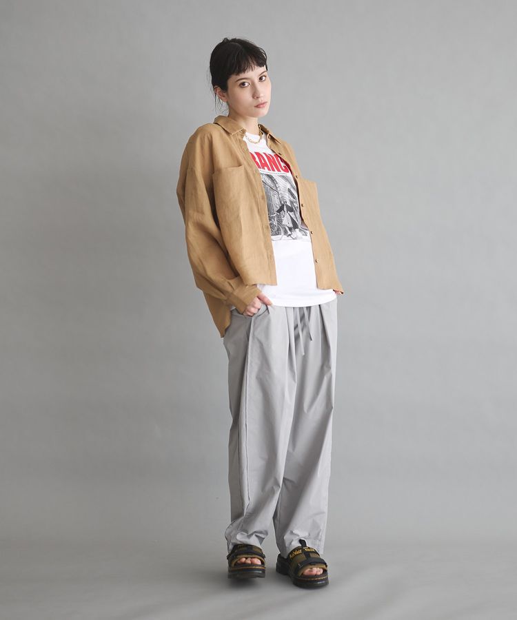 GARAGE OF GOOD CLOTHING「リネン切り替えポケットショート丈シャツ」|シャツ・ブラウス|