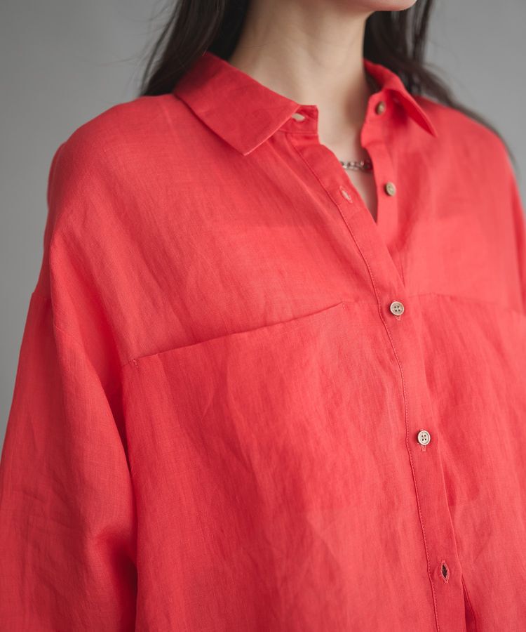 GARAGE OF GOOD CLOTHING「リネン切り替えポケットショート丈シャツ」|シャツ・ブラウス|