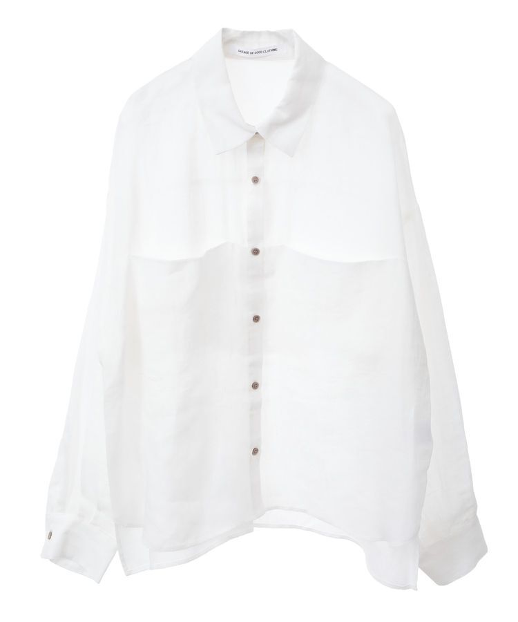 GARAGE OF GOOD CLOTHING「リネン切り替えポケットショート丈シャツ」|シャツ・ブラウス|