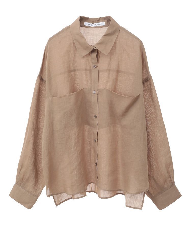 GARAGE OF GOOD CLOTHING「リネン切り替えポケットショート丈シャツ」|シャツ・ブラウス|