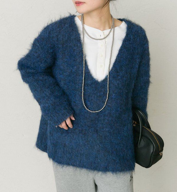  「起毛Vネックニットプルオーバー」|キャミソール|