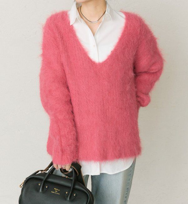  「起毛Vネックニットプルオーバー」|キャミソール|