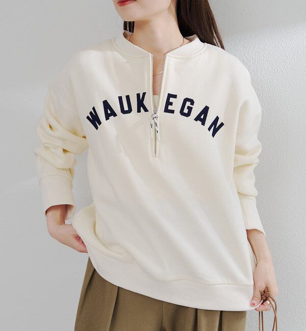  「フロッキープリントハーフジップ裏起毛スウェット」|プルオーバー|