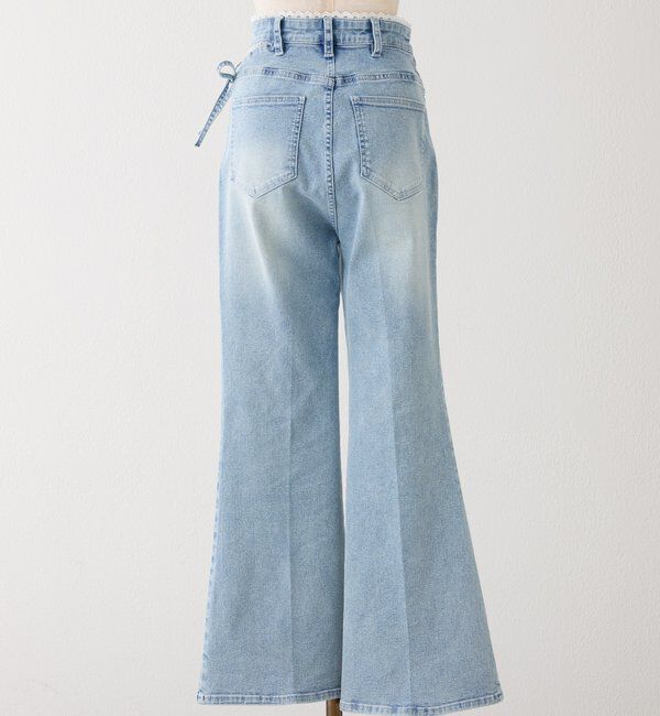  「【選べる4サイズ】サイドカットレース美脚ビジューデニム」|その他|