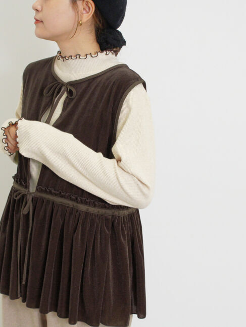 Samansa Mos2「透けベロア前後2WAYベスト」|ダウンベスト・ベスト|