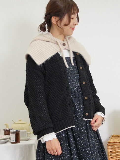 Samansa Mos2「ラーベン編み前後2WAYニット」|カーディガン|