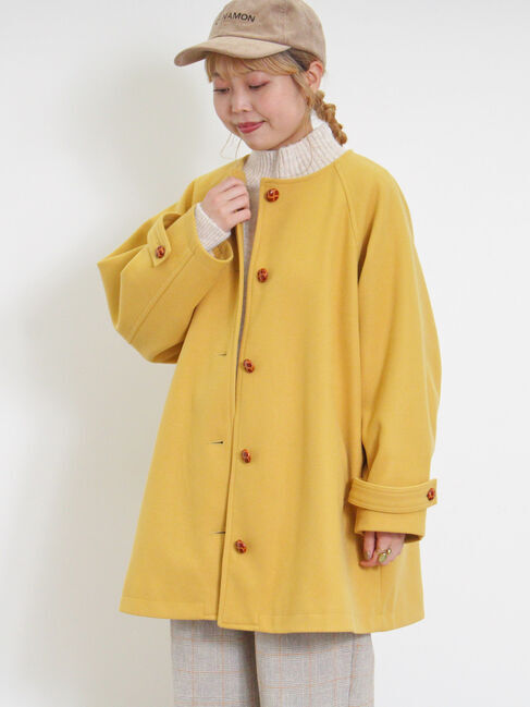 Samansa Mos2「ウーリーライクミドル丈クルーネックコート」|その他|
