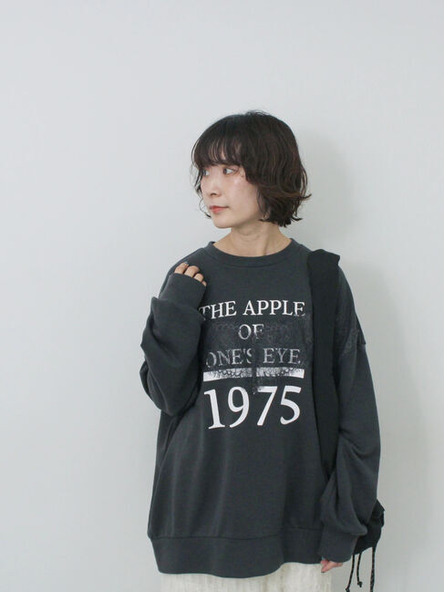 Samansa Mos2 blue「◎ロゴレーススウェット」|Tシャツ・カットソー|