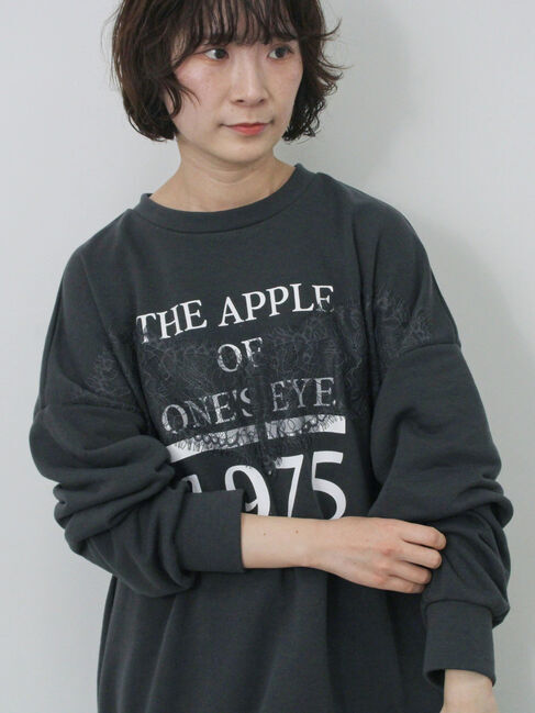 Samansa Mos2 blue「◎ロゴレーススウェット」|Tシャツ・カットソー|