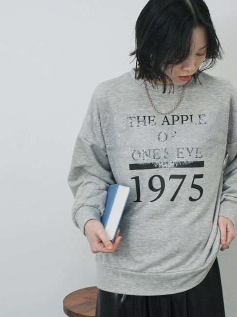 Samansa Mos2 blue「◎ロゴレーススウェット」|Tシャツ・カットソー|