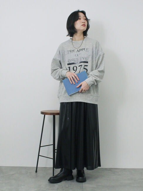 Samansa Mos2 blue「◎ロゴレーススウェット」|Tシャツ・カットソー|