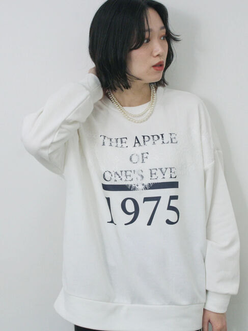 Samansa Mos2 blue「◎ロゴレーススウェット」|Tシャツ・カットソー|