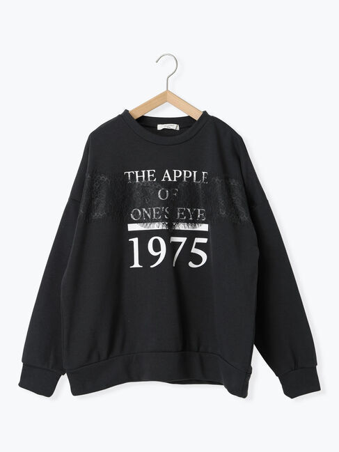 Samansa Mos2 blue「◎ロゴレーススウェット」|Tシャツ・カットソー|