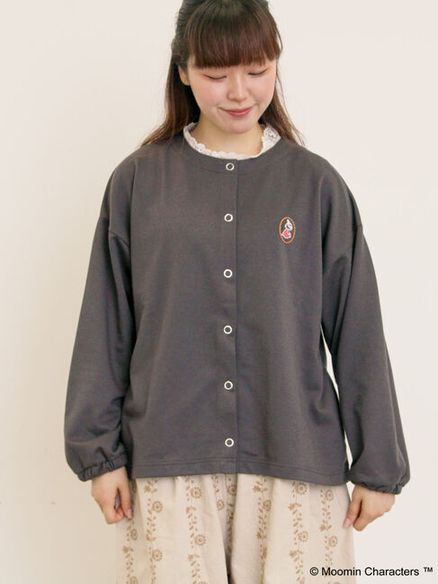 Samansa Mos2「【MOOMIN&times;Samansa Mos2】ミニ裏毛カーディガン」|カーディガン|チャコールグレー