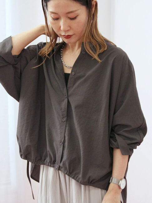 Samansa Mos2 blue「裾ドロストドルマンブラウス」|シャツ・ブラウス|チャコールグレー