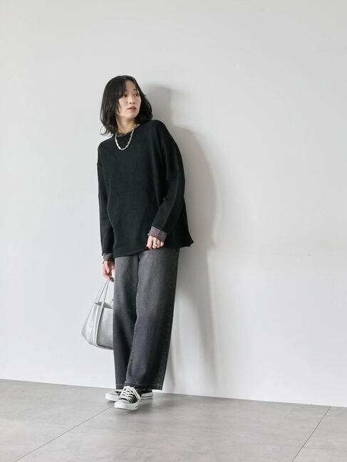 Samansa Mos2 blue「【帯電防止】袖口レースプルオーバー」|Tシャツ・カットソー|