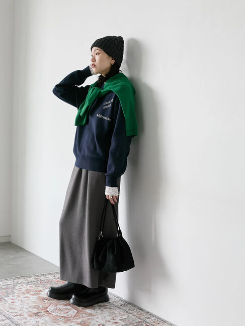 Samansa Mos2 blue「【帯電防止】袖口レースプルオーバー」|Tシャツ・カットソー|