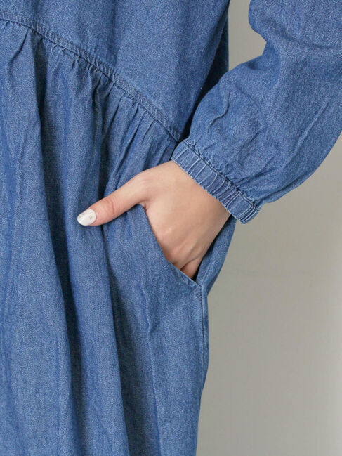 Samansa Mos2「デニムバンドカラーワンピース ≪S/Mサイズ≫」|ワンピース|