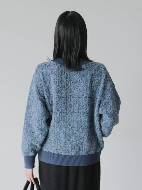 Samansa Mos2 blue「ジャカードモールニットプルオーバー」|ニット・セーター|