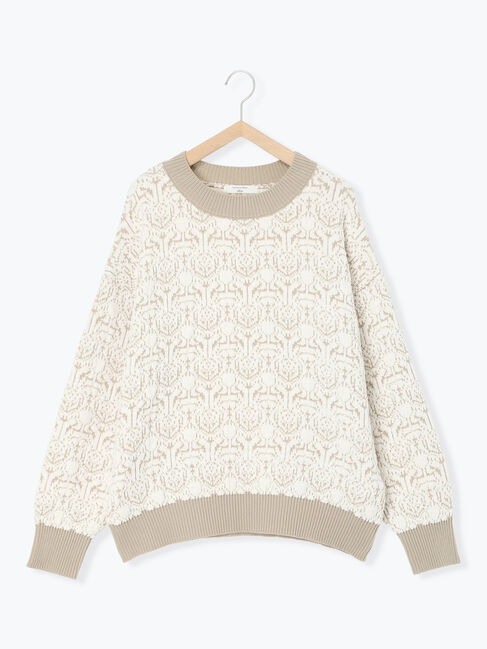 Samansa Mos2 blue「ジャカードモールニットプルオーバー」|ニット・セーター|