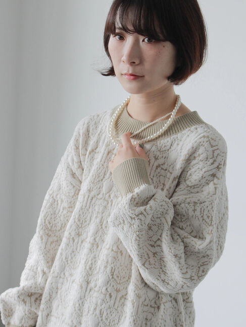 Samansa Mos2 blue「ジャカードモールニットプルオーバー」|ニット・セーター|