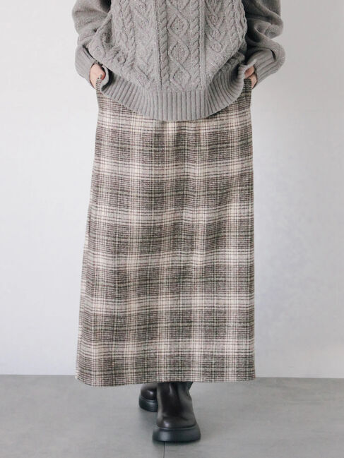 Samansa Mos2 blue「チェック柄スカート」|スカート|ベージュ