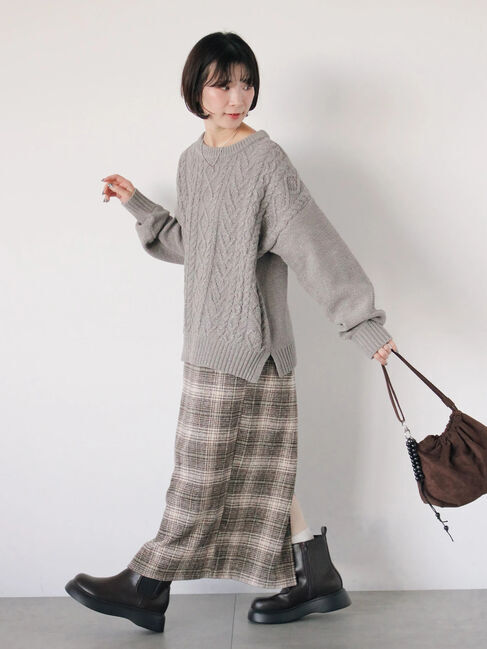 Samansa Mos2 blue「チェック柄スカート」|スカート|