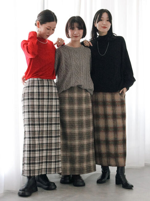 Samansa Mos2 blue「チェック柄スカート」|スカート|