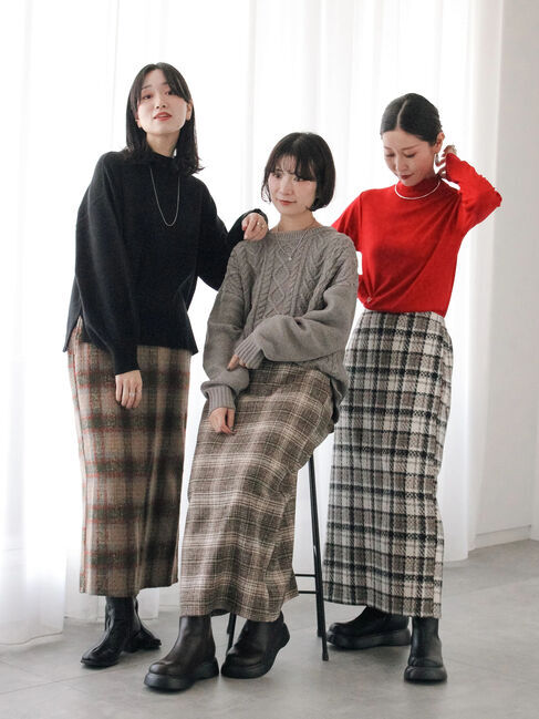 Samansa Mos2 blue「チェック柄スカート」|スカート|