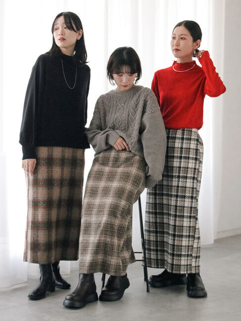 Samansa Mos2 blue「チェック柄スカート」|スカート|