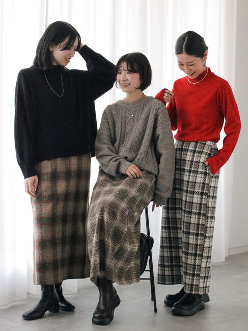 Samansa Mos2 blue「チェック柄スカート」|スカート|