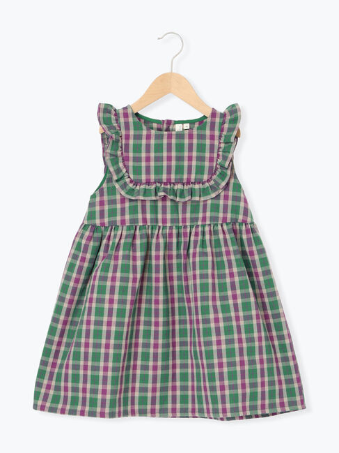 Samansa Mos2 Lagom「ヨークフリルチェックジャンバースカート」|ワンピース|