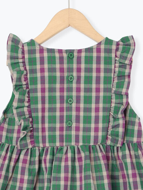 Samansa Mos2 Lagom「ヨークフリルチェックジャンバースカート」|ワンピース|