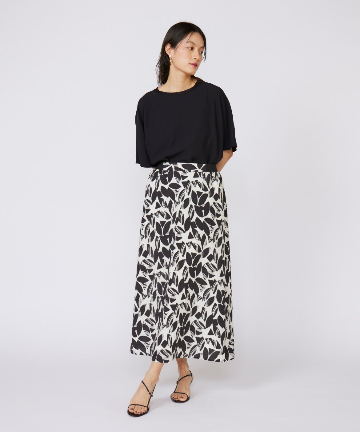 INED「プリントフレアスカート」|スカート|