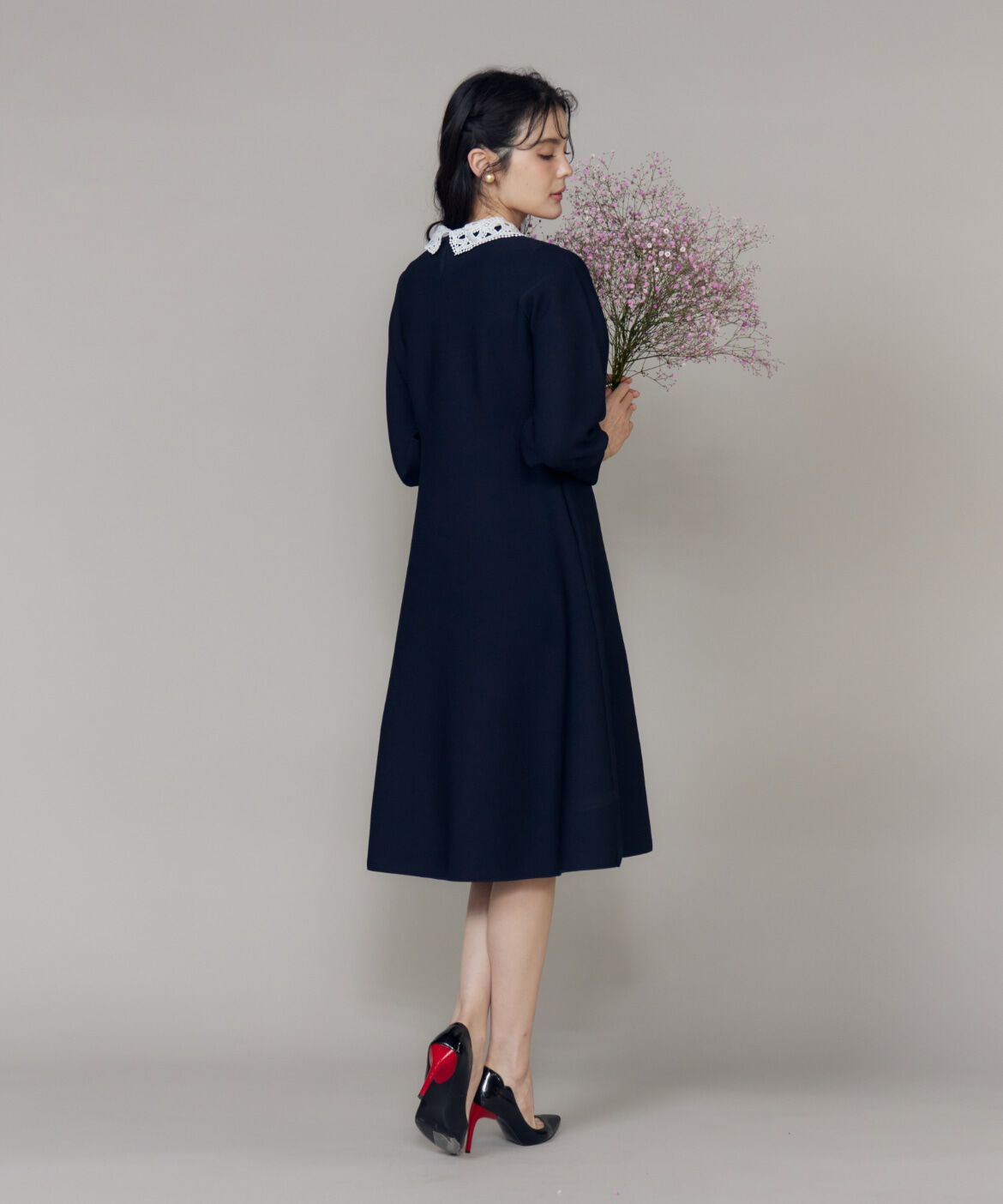 Maglie le cassetto「《M Maglie le cassetto》衿レースニットワンピース」|ワンピース|