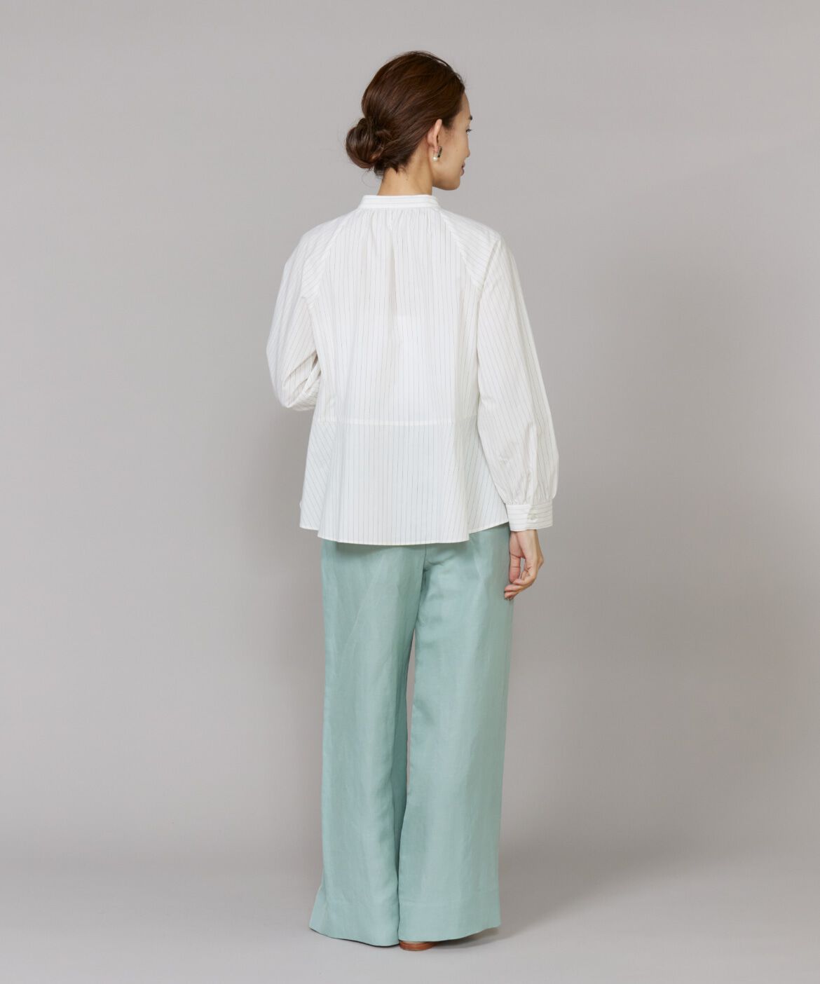 Le Souk「ストライプバンドカラーペプラムブラウス」|シャツ・ブラウス|