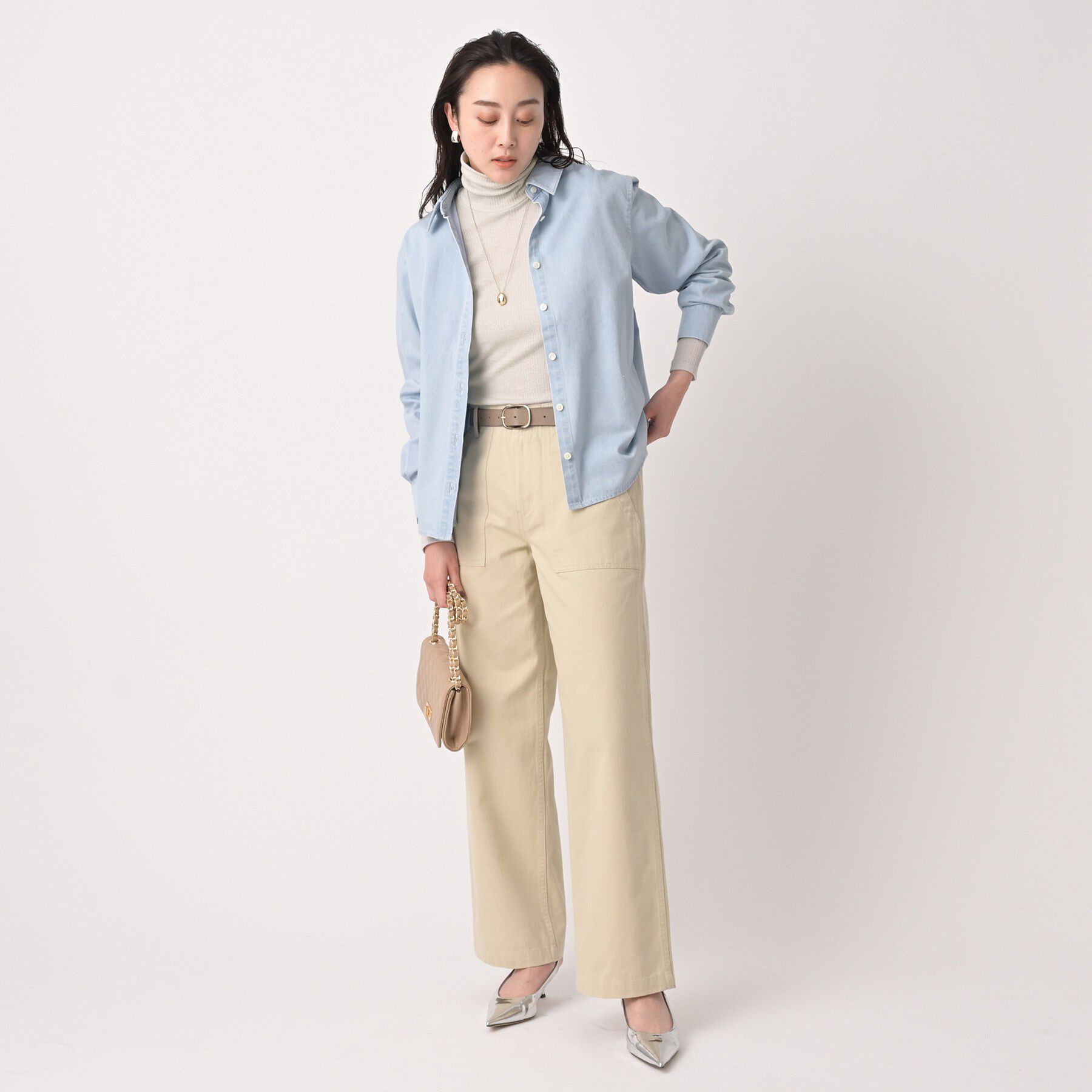 UNTITLED「【洗える/レイヤードインナー】ナチュラルテレコハイネックプルオーバー」|Tシャツ・カットソー|