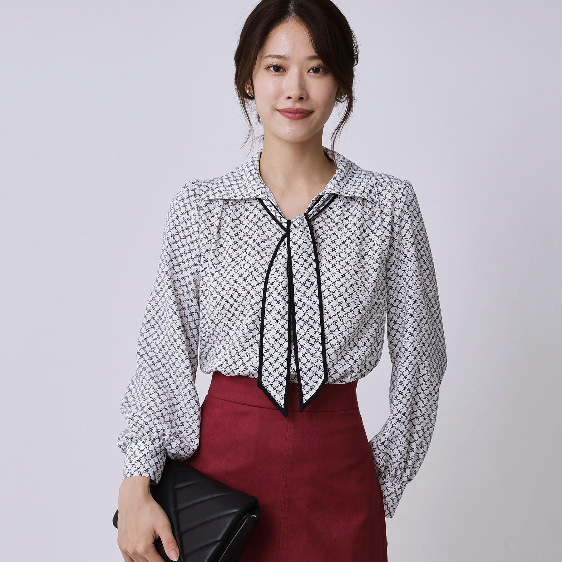 COUP DE CHANCE「【手洗い可／ボウタイ取外し可】配色パイピングボウブラウス」|シャツ・ブラウス|