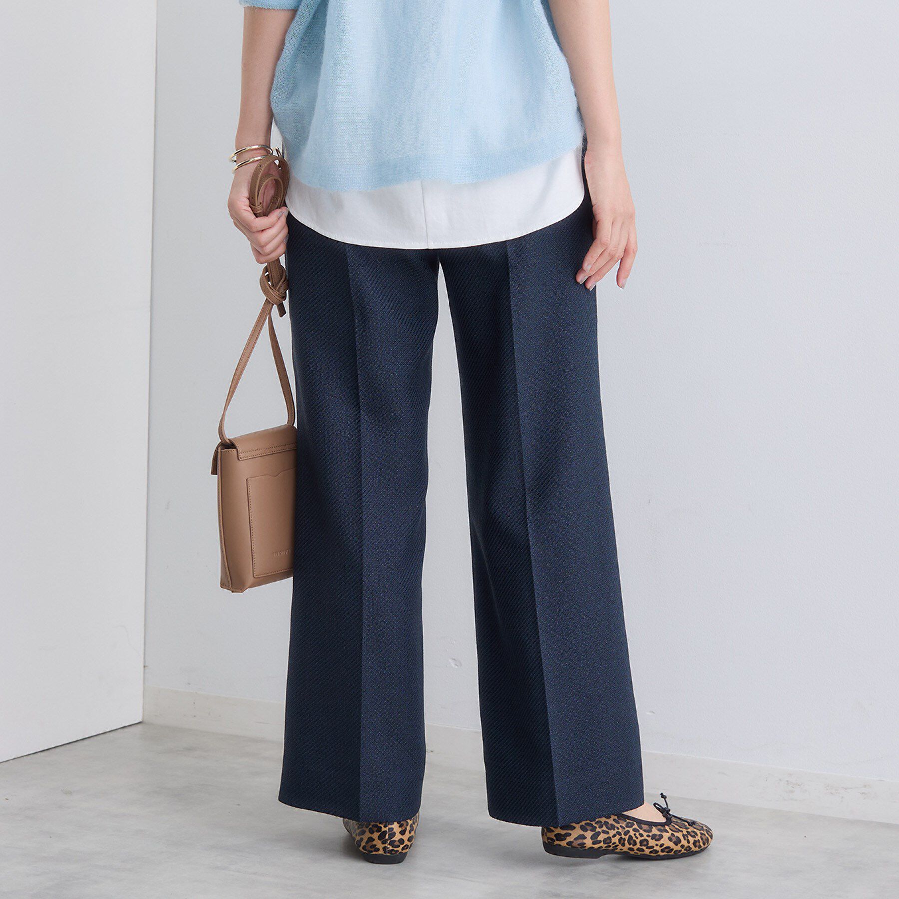 INDIVI「【褒められパンツ/ウール調素材】ラメ混ワイドパンツ」|その他|