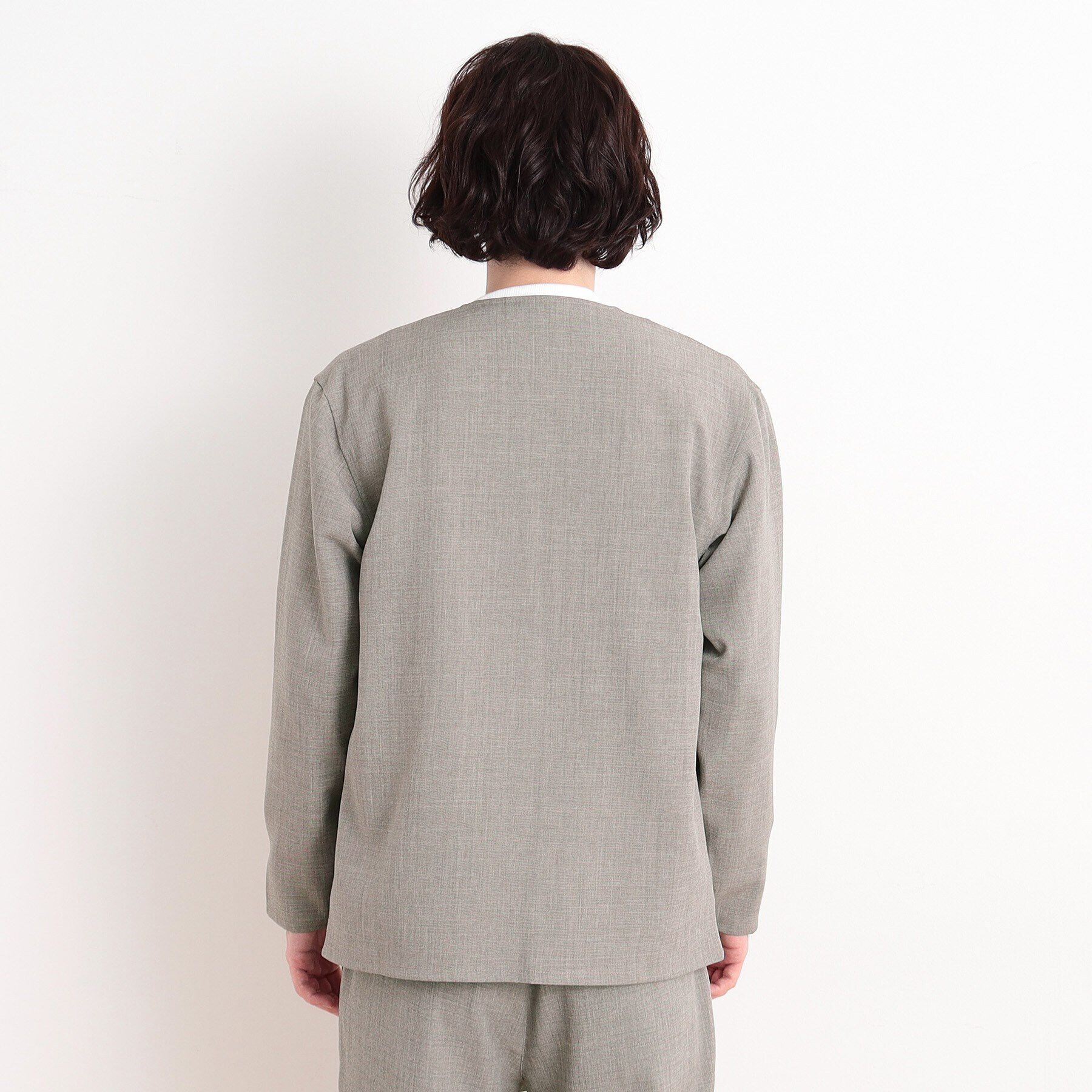 THE SHOP TK「【CAVIAN/キャビアン】リサイクルシャークスキンノーカラーカーディガン セットアップ可」|カーディガン|